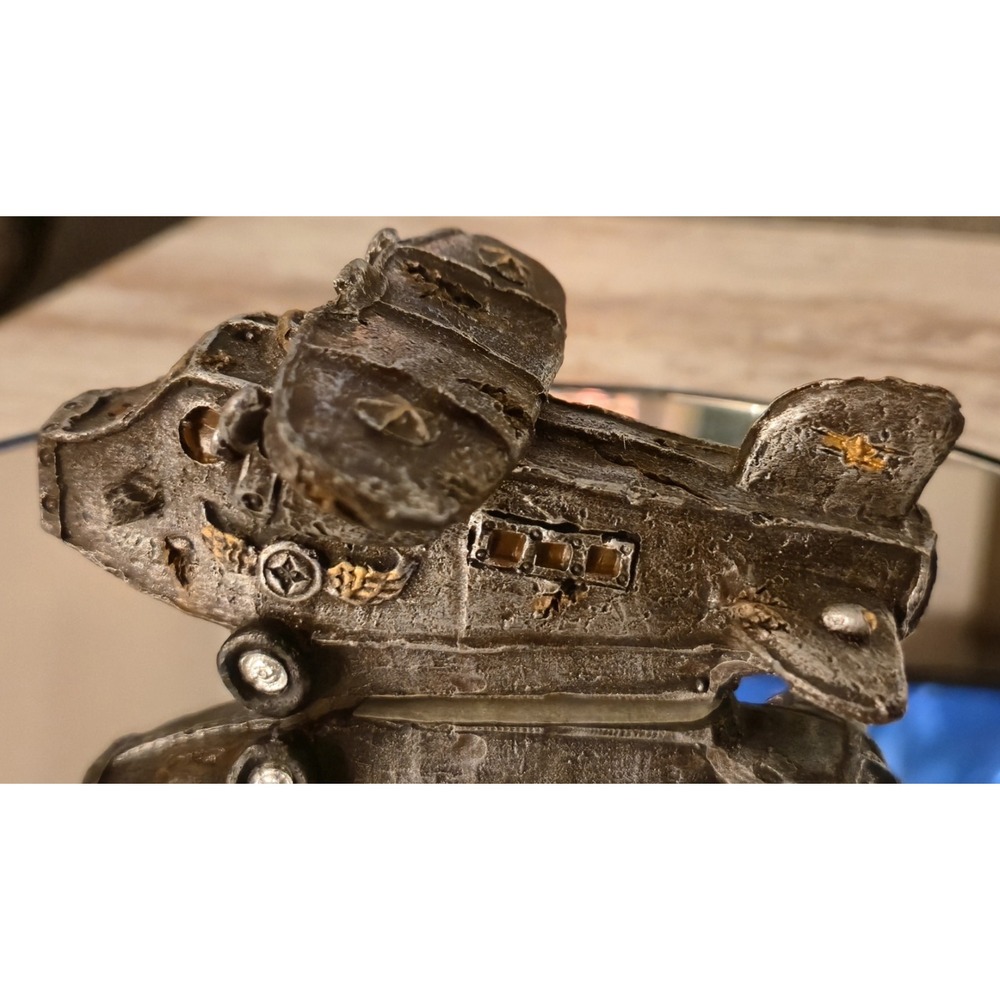 Vintage Style Distressed Airplane Figurine Rustic Aviation Resin Decor 4in